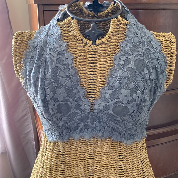 Free People Gray Lace Halter Bralette Size-Small - Picture 5 of 10